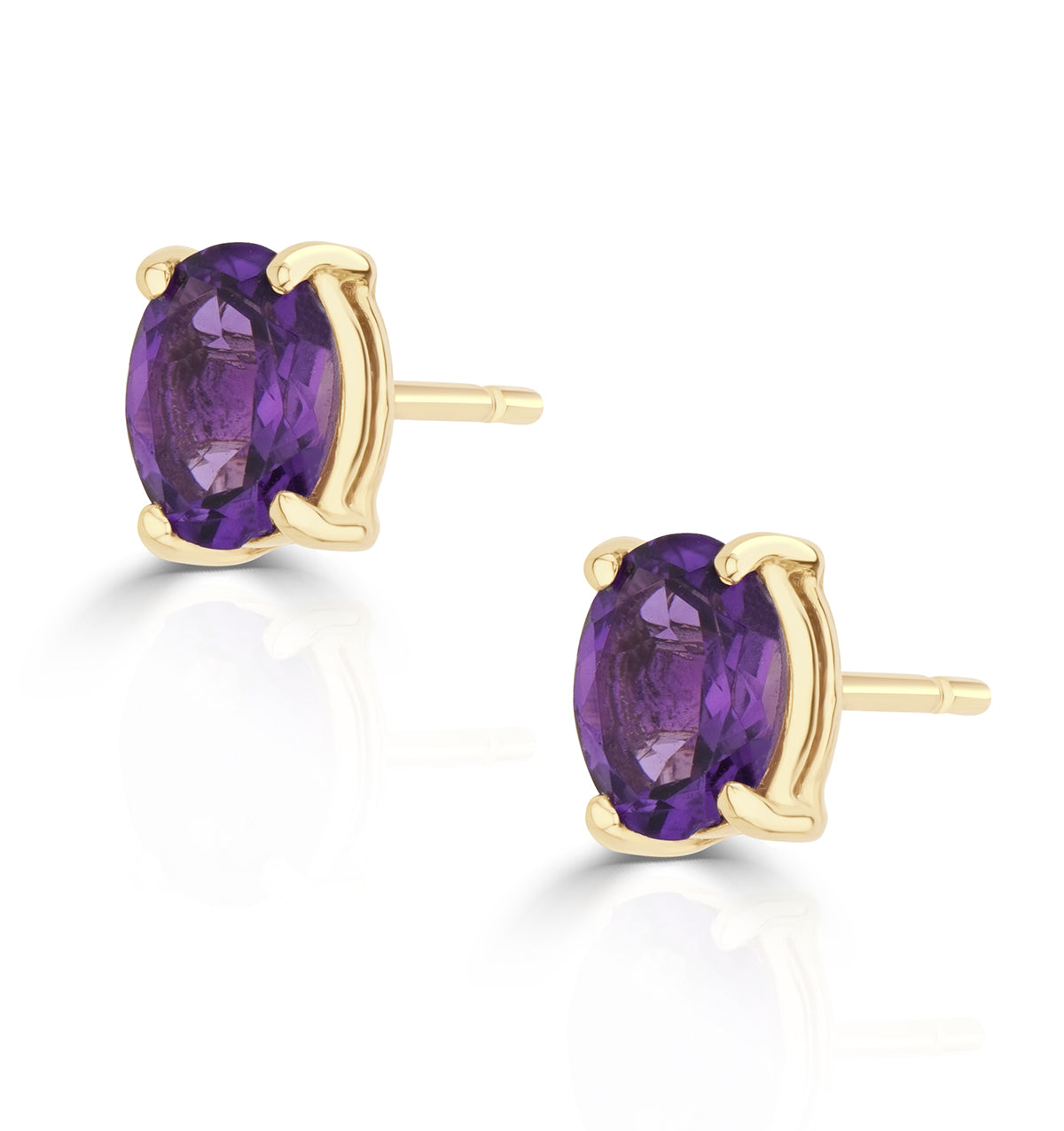 Amethyst 5 x 4mm 9K Yellow Gold Earrings